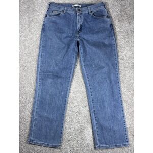 Lee Womens Relaxed Straight Leg Jeans Blue‎ Medium Wash High Rise Size 8 Short